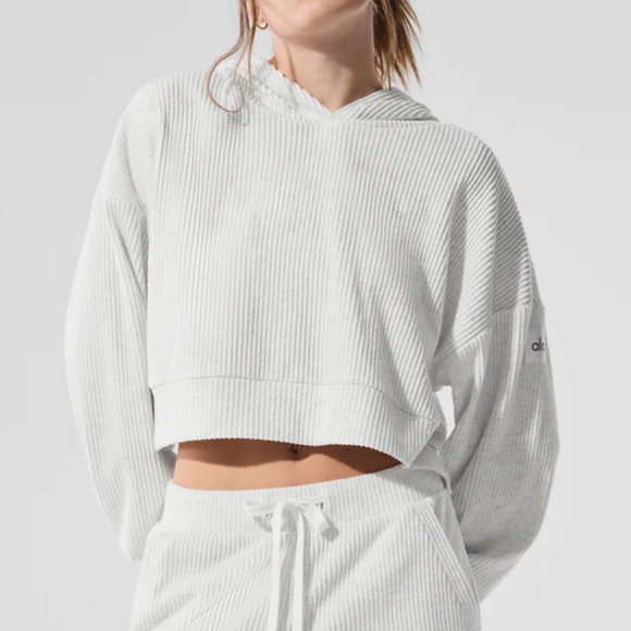 ALO Yoga Tops - Alo Yoga Muse Hoodie in White Heather - S